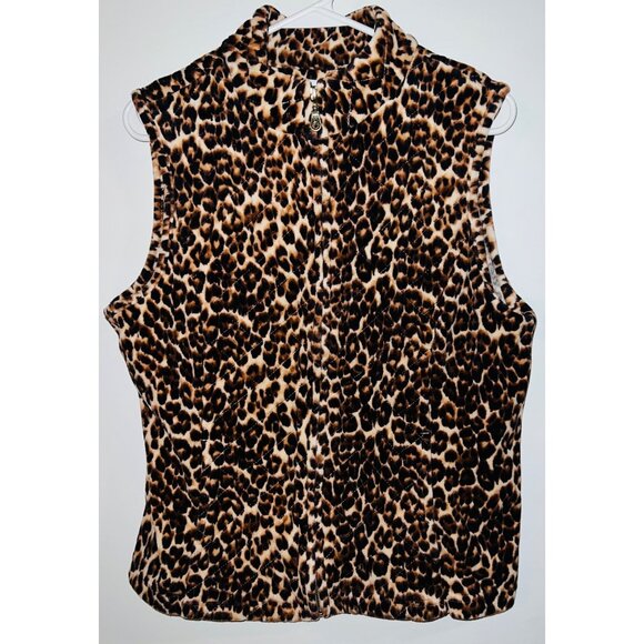 Charter Club Leopard Print Sleeveless Vest Womens Large 75% Cotton 25% Polyester - Picture 1 of 4
